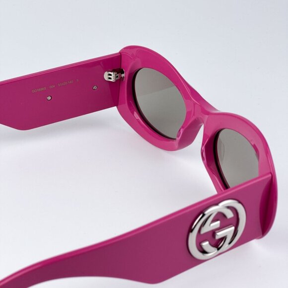 Gucci GG1696S 004 BRAND NEW Sunglasses Fuchsia Pink Grey Women Oval - Picture 9 of 10